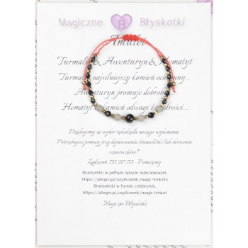 Bransoletka celebrytka czarny TURMALIN AWENTURYN HEMATYT ochrona szczęście